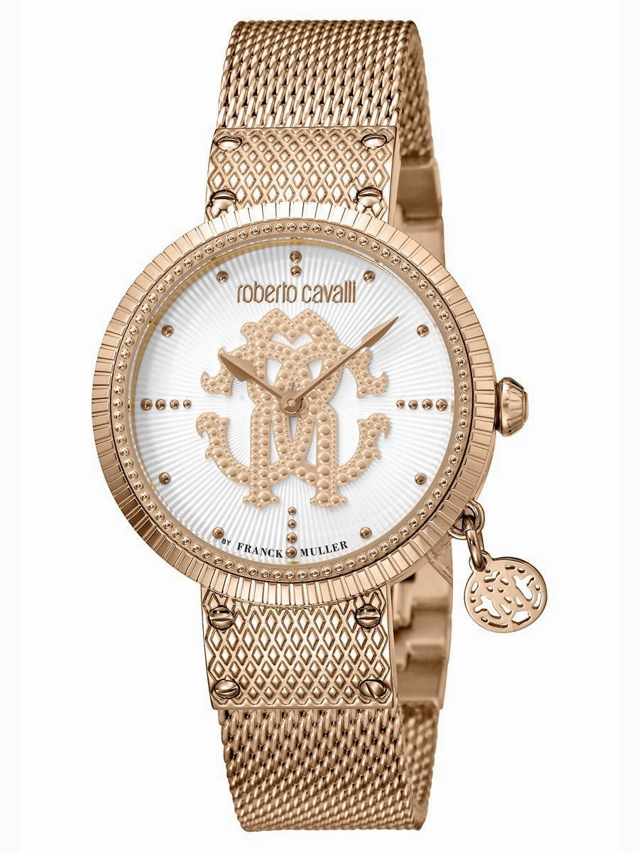 Roberto Cavalli DOTTED Womens Steel Gold Watch/Bracelet Set RV1L062M0086