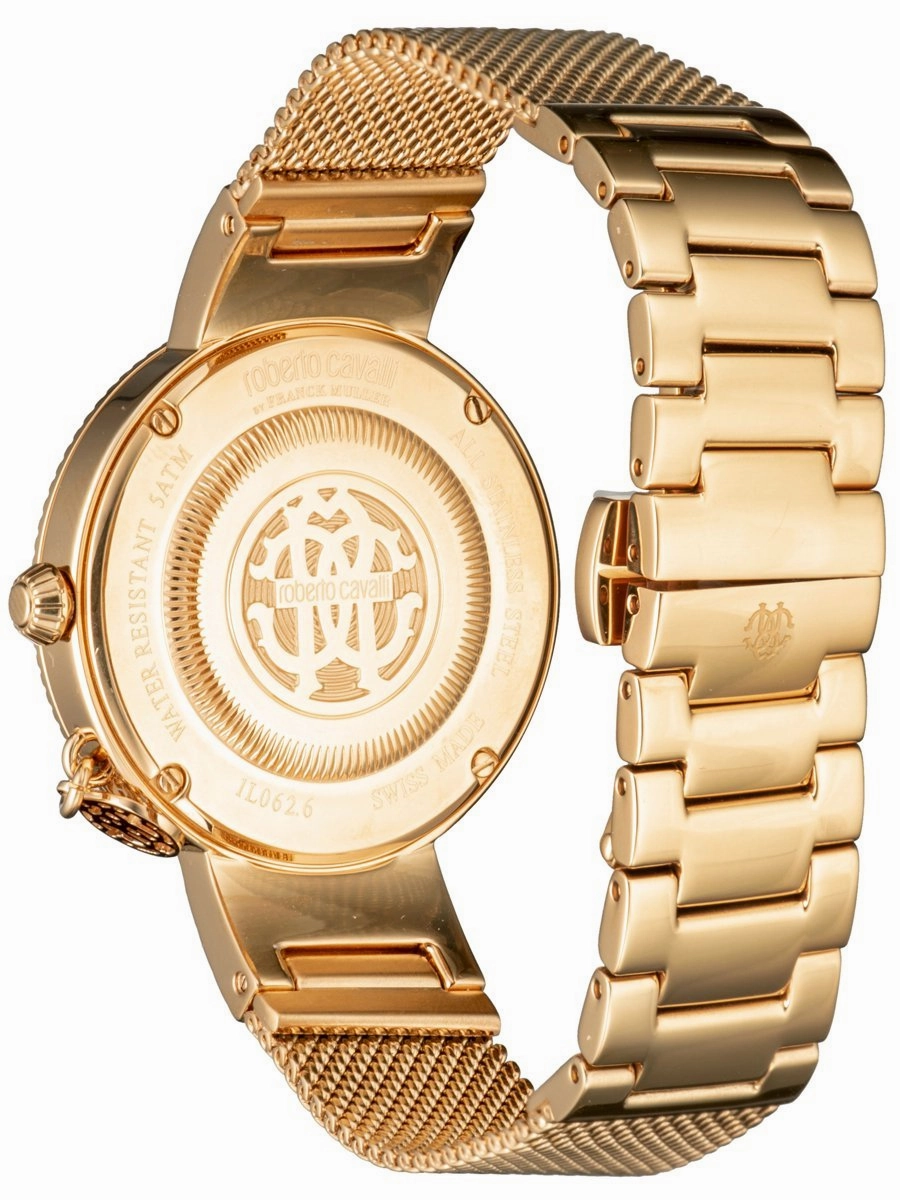 Roberto Cavalli DOTTED Womens Steel Gold Watch/Bracelet Set RV1L062M0086