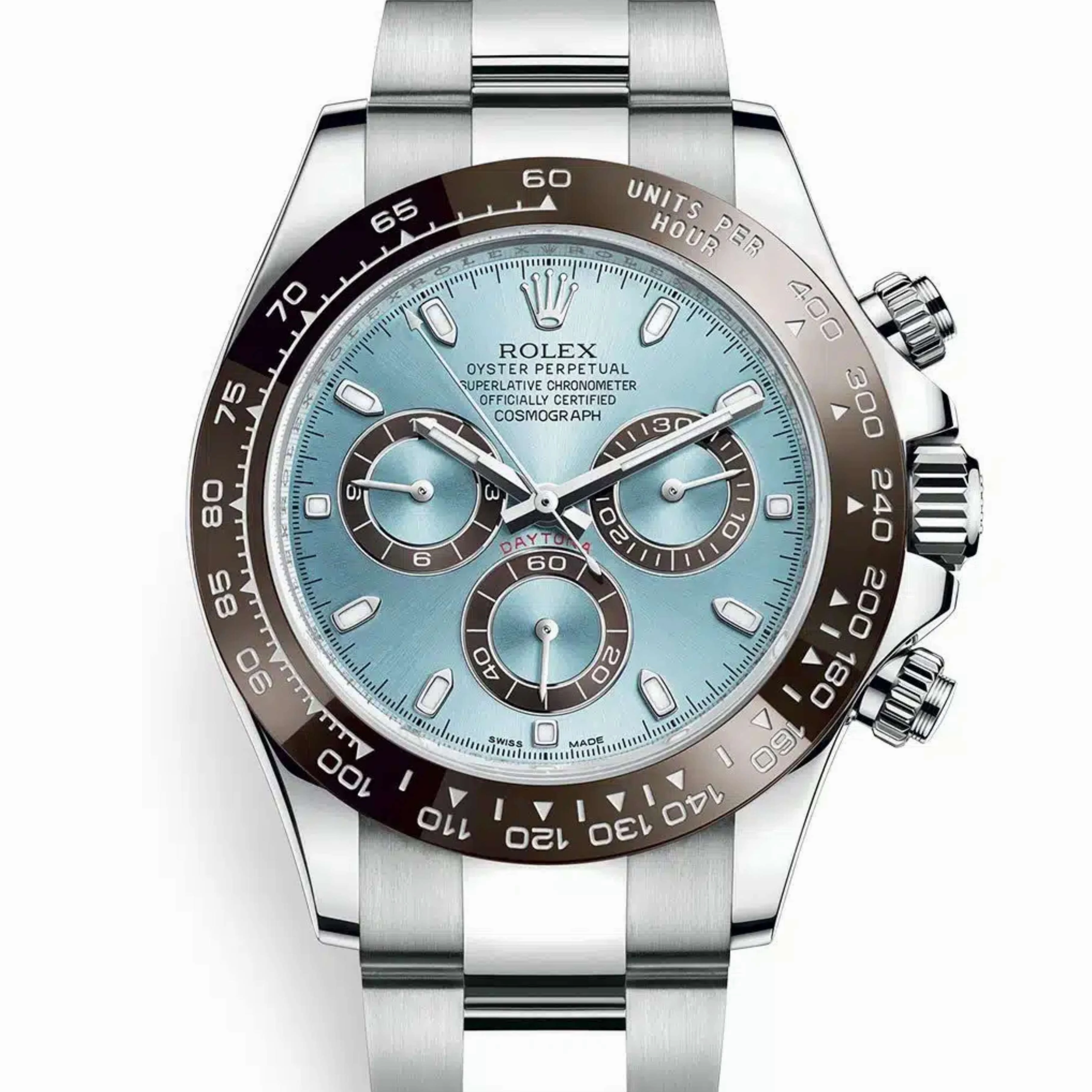 Rolex Cosmograph Daytona 40mm - Ref: 116506-0001 - Ice Blue Index Dial & Ceramic Bezel, Platinum Oyster Bracelet Men's Watch