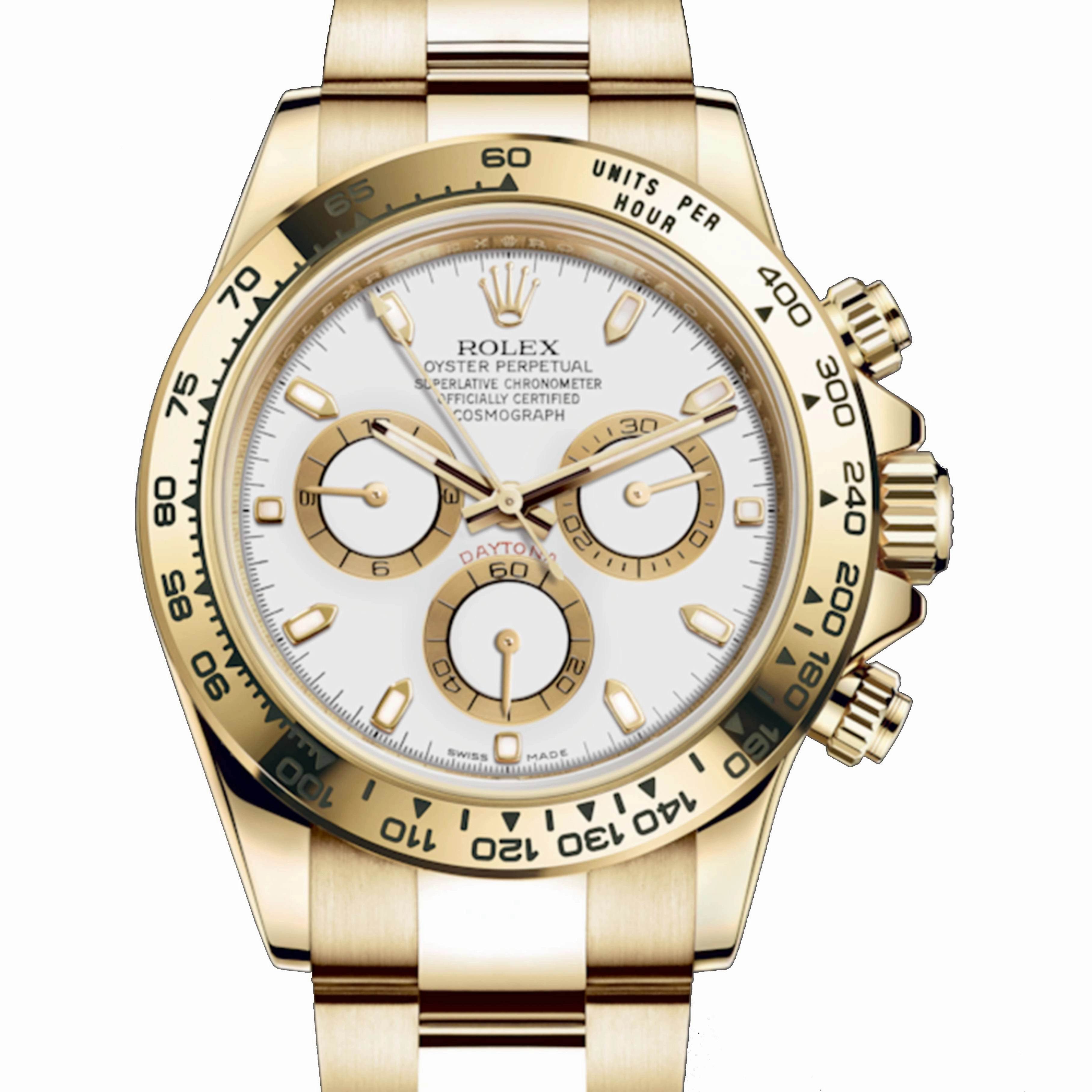 Rolex Cosmograph Daytona 40mm - Ref: 116508-0001 - White Index Dial, 18K Yellow Gold Oyster Bracelet Men's Watch