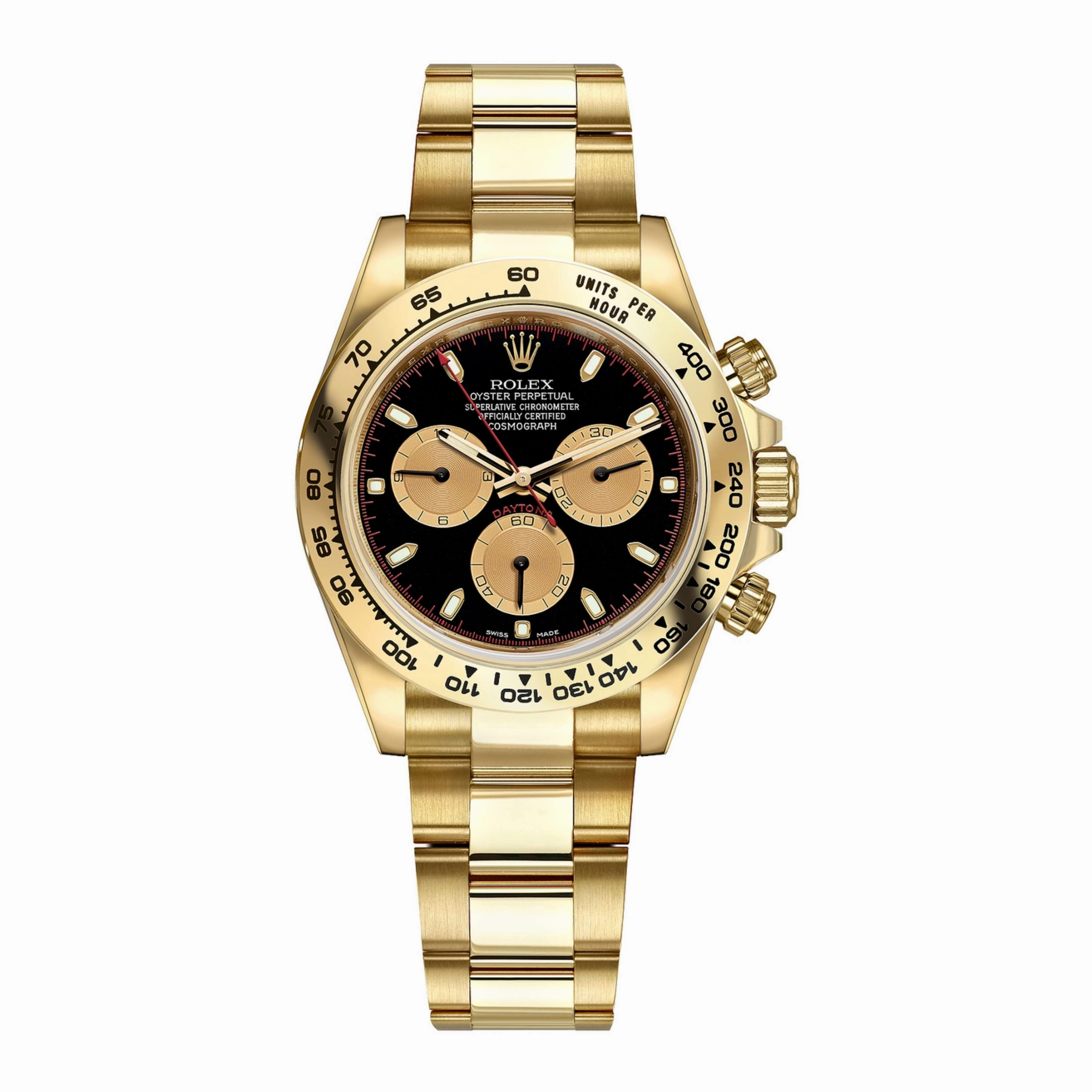 Rolex Cosmograph Daytona 40mm - Ref: 116508-0009 - Black & Champagne Index Dial, 18K Yellow Gold Oyster Bracelet Men's Watch