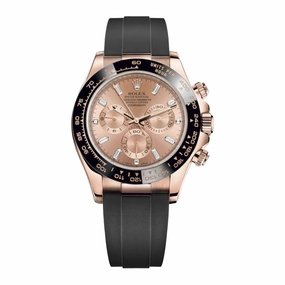 Rolex Cosmograph Daytona 40mm - Ref: 116515ln-0021 - Sundust Diamond Dial & Ceramic Bezel, 18K Rose Gold Case Black Oysterflex Bracelet Men's Watch