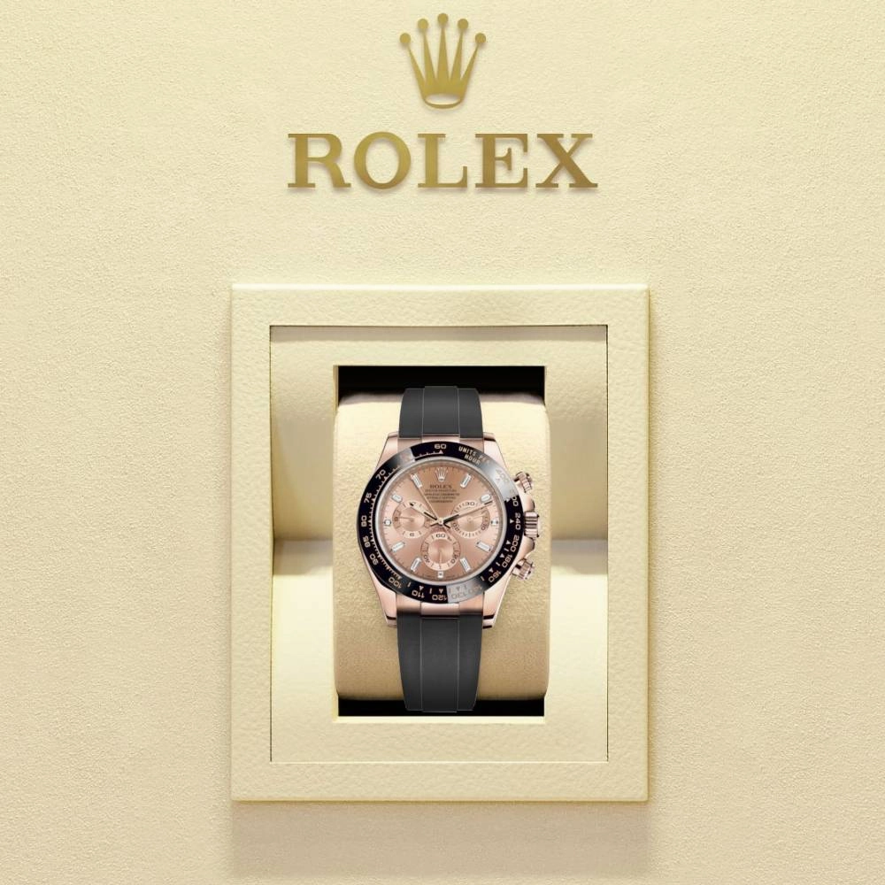 Rolex Cosmograph Daytona 40mm - Ref: 116515ln-0021 - Sundust Diamond Dial & Ceramic Bezel, 18K Rose Gold Case Black Oysterflex Bracelet Men's Watch