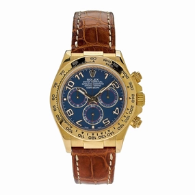 Rolex Cosmograph Daytona 40mm - Ref: 116518 blabr - Blue Arabic Numerals Dial, 18K Yellow Gold & Brown Leather Strap Men's Watch