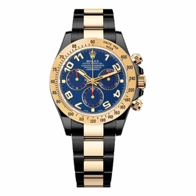 Rolex Cosmograph Daytona 40mm - Ref: 116523BKD - Blue Arabic Numerals Dial & Gold Bezel, Two Tone Black PVD & 18K Yellow Gold Oyster Bracelet Men's Watch