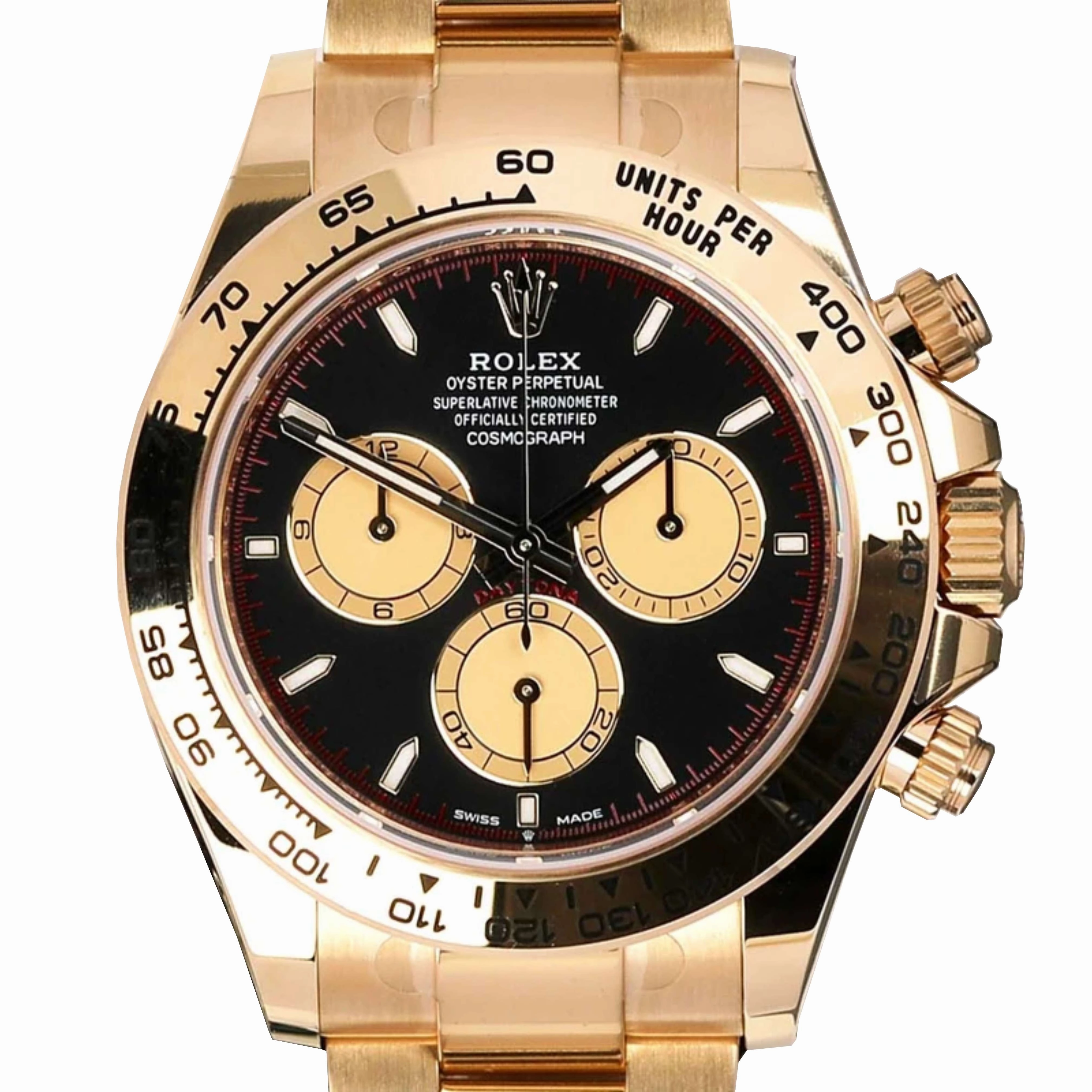 Rolex Cosmograph Daytona 40mm - Ref: 126508 - Black & Champagne Index Dial, 18K Yellow Gold Oyster Bracelet Men's Watch