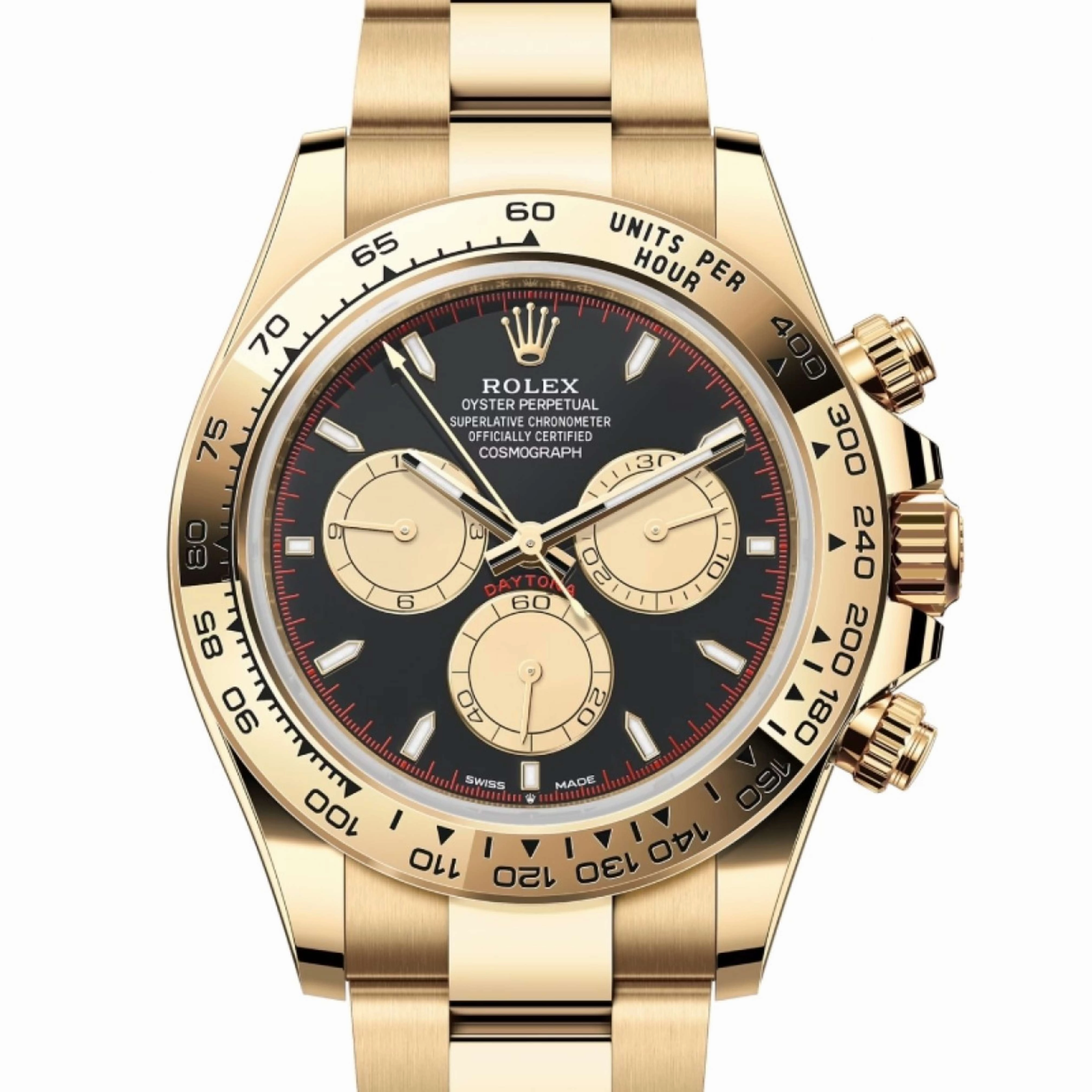 Rolex Cosmograph Daytona 40mm - Ref: 126508 - Black & Champagne Index Dial, 18K Yellow Gold Oyster Bracelet Men's Watch