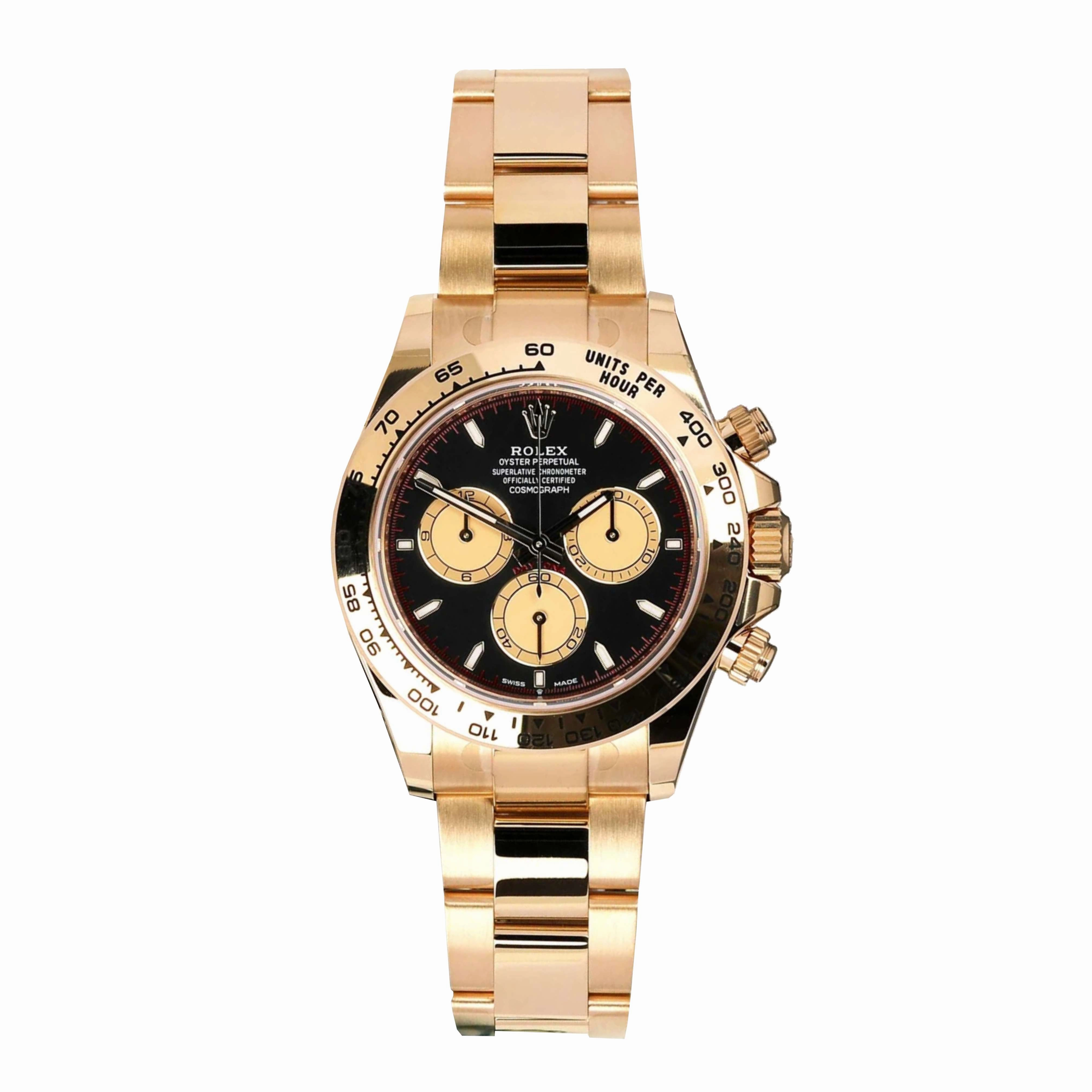 Rolex Cosmograph Daytona 40mm - Ref: 126508 - Black & Champagne Index Dial, 18K Yellow Gold Oyster Bracelet Men's Watch