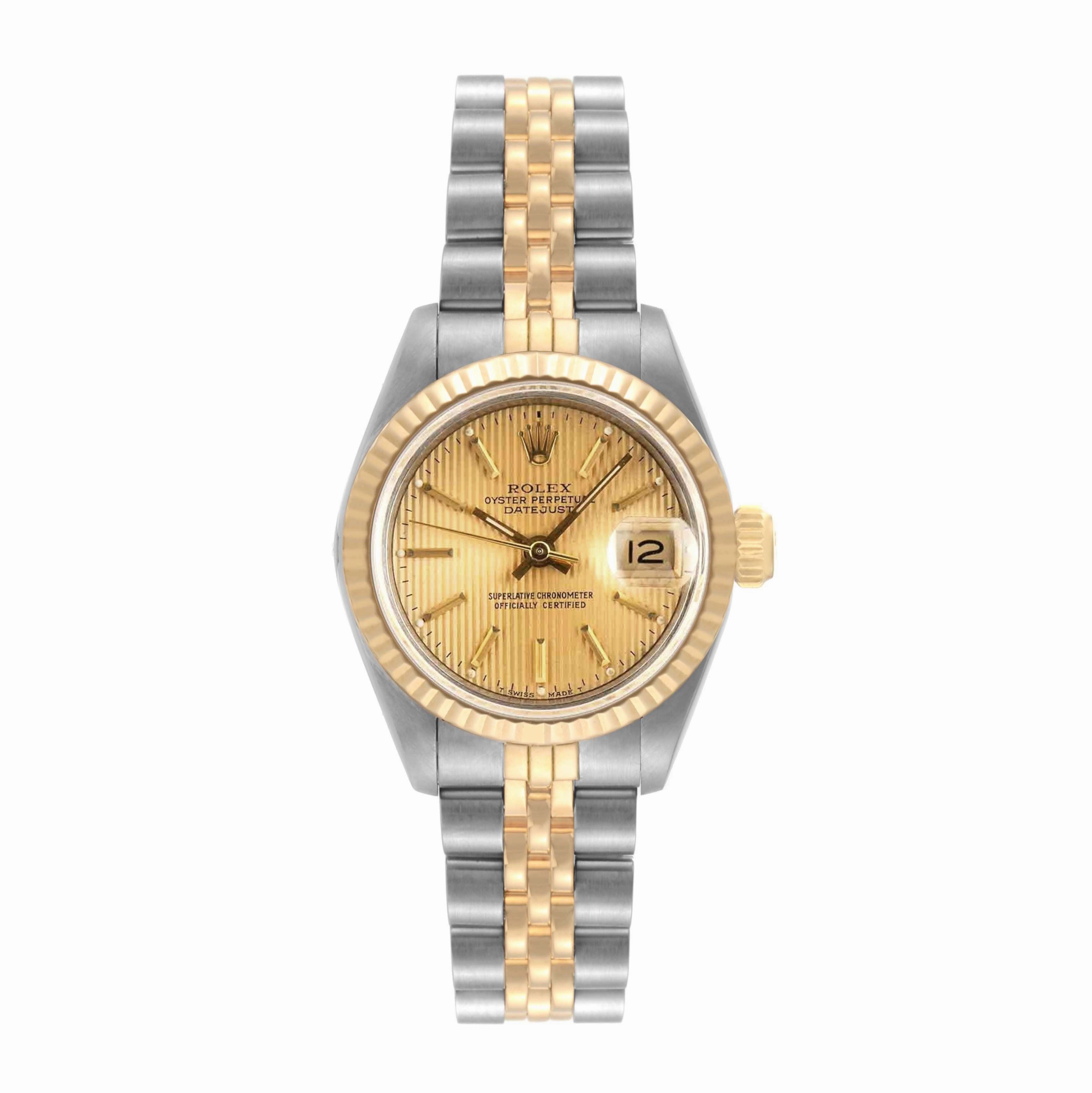 Rolex Datejust 26mm - Ref: 69173 - Champagne Dial, Two Tone Stainless Steel & 18K Yellow Gold Jubilee Bracelet Women's Watch