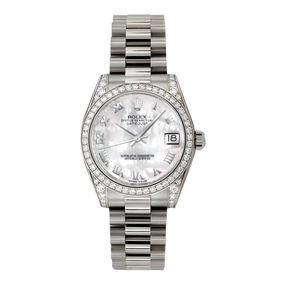 Rolex Datejust 31mm - Ref: 178159 mrp - White Mother of Pearl Dial & Diamond Bezel, 18K White Gold President Bracelet Women's Watch