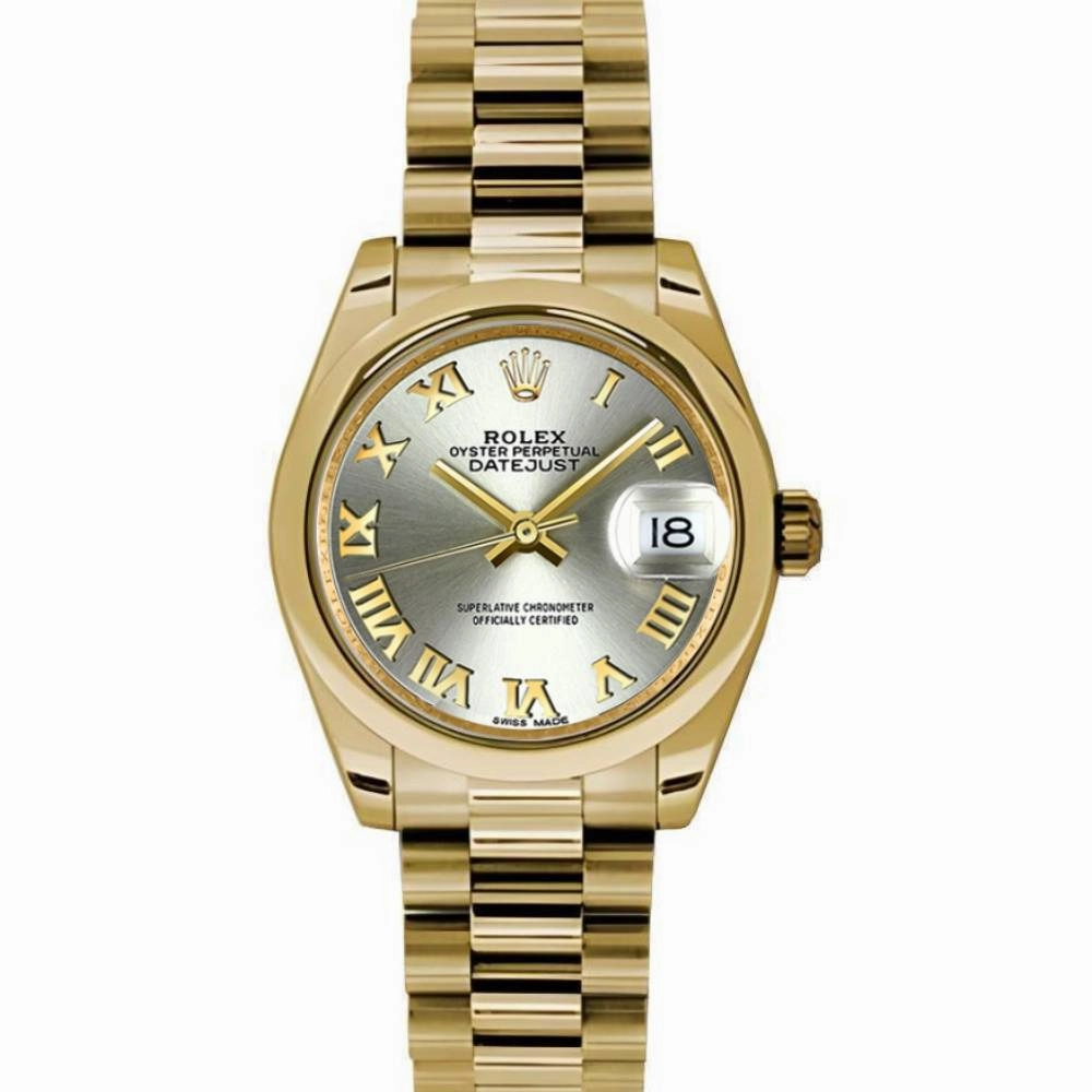 Rolex Datejust 31mm - Ref: 178248 grp - Grey Dial, 18K Yellow Gold President Bracelet Women's Watch