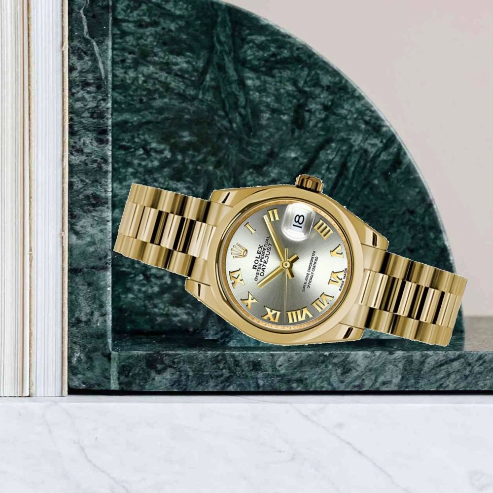 Rolex Datejust 31mm - Ref: 178248 grp - Grey Dial, 18K Yellow Gold President Bracelet Women's Watch