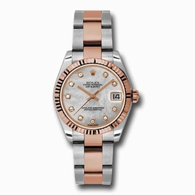 Rolex Datejust 31mm - Ref: 178271 mdo - White Mother of Pearl Diamond Dial, Two Tone Stainless Steel & 18K Rose Gold Oyster Bracelet Women's Watch