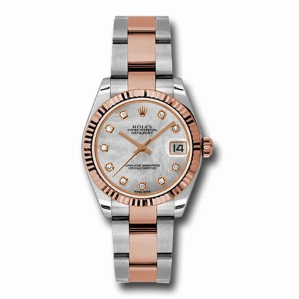 Rolex Datejust 31mm - Ref: 178271 mdo - White Mother of Pearl Diamond Dial, Two Tone Stainless Steel & 18K Rose Gold Oyster Bracelet Women's Watch
