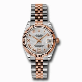 Rolex Datejust 31mm - Ref: 178271 mdrj - White Mother of Pearl Roman Diamond Dial, Two Tone Stainless Steel & 18K Rose Gold Jubilee Bracelet Women's Watch