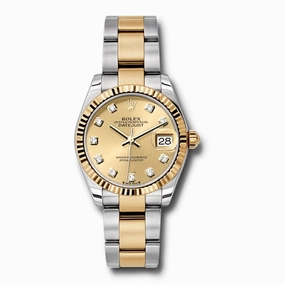 Rolex Datejust 31mm - Ref: 178273 chdo - Champagne Diamond Dial, Two Tone Stainless Steel & 18K Yellow Gold Oyster Bracelet Women's Watch