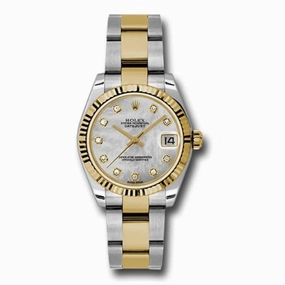 Rolex Datejust 31mm - Ref: 178273 mdo - White Mother of Pearl Diamond Dial, Two Tone Stainless Steel & 18K Yellow Gold Oyster Bracelet Women's Watch