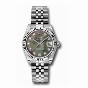 Rolex Datejust 31mm - Ref: 178274-0046 - Black Mother of Pearl Diamond Dial, Stainless Steel Jubilee Bracelet Watch