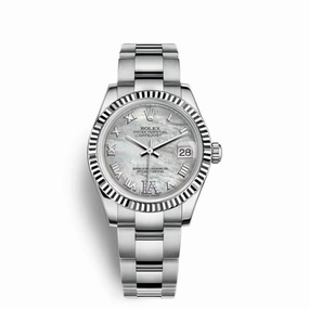 Rolex Datejust 31mm - Ref: 178274-0085 - White Mother of Pearl Diamond Dial, Stainless Steel Oyster Bracelet Women's Watch
