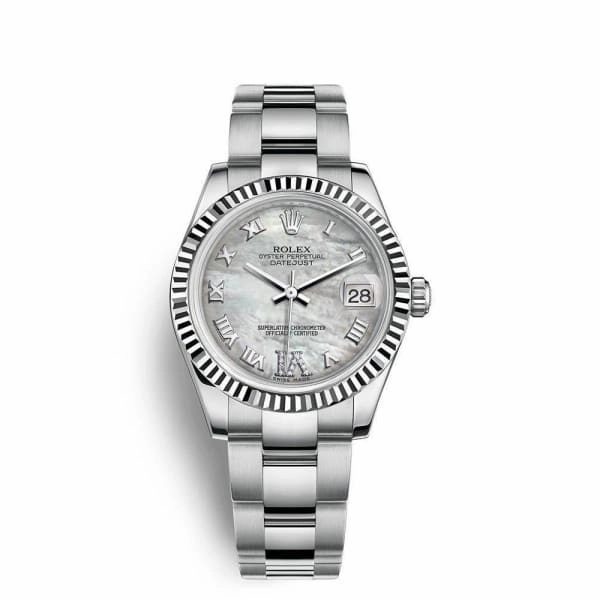 Rolex Datejust 31mm - Ref: 178274-0085 - White Mother of Pearl Diamond Dial, Stainless Steel Oyster Bracelet Women's Watch