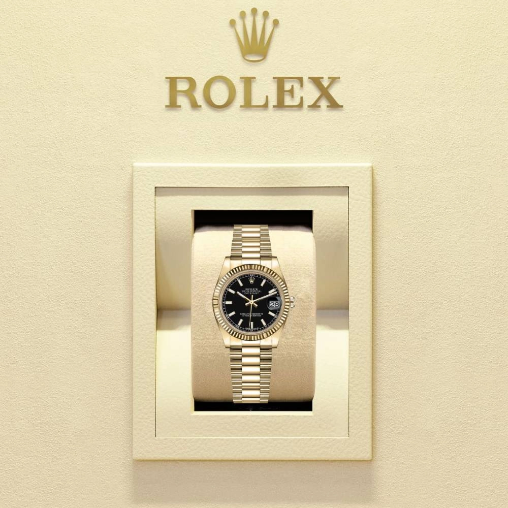 Rolex Datejust 31mm - Ref: 178278 bkip - Black Dial, 18K Yellow Gold President Bracelet Women's Watch