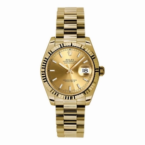 Rolex Datejust 31mm - Ref: 178278 chip - Champagne Dial, 18K Yellow Gold President Bracelet Women's Watch