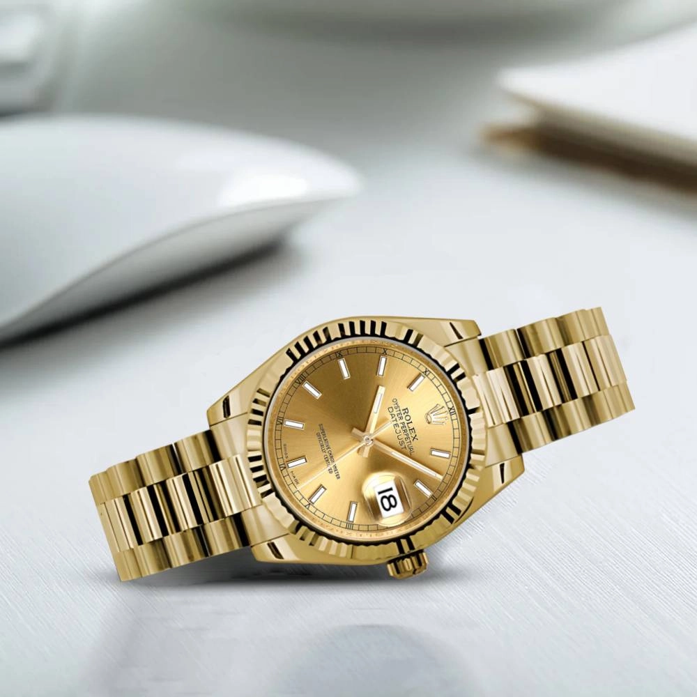 Rolex Datejust 31mm - Ref: 178278 chip - Champagne Dial, 18K Yellow Gold President Bracelet Women's Watch