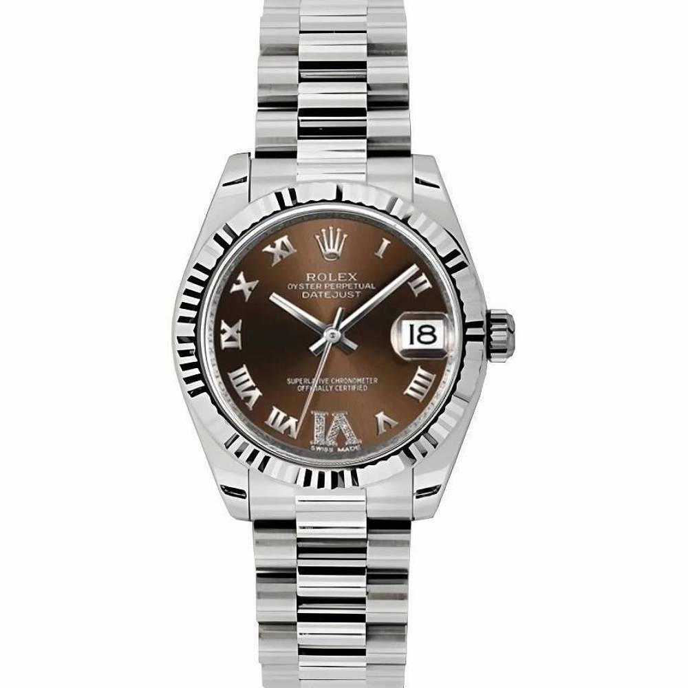 Rolex Datejust 31mm - Ref: 178279 brdrp - Bronze Dial, 18K White Gold President Bracelet Women's Watch
