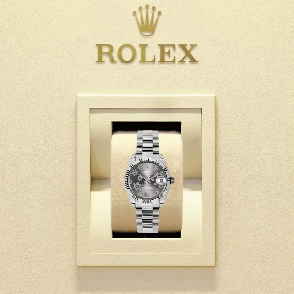 Rolex Datejust 31mm - Ref: 178279 rfp - Rhodium Grey Dial, 18K White Gold President Bracelet Women's Watch