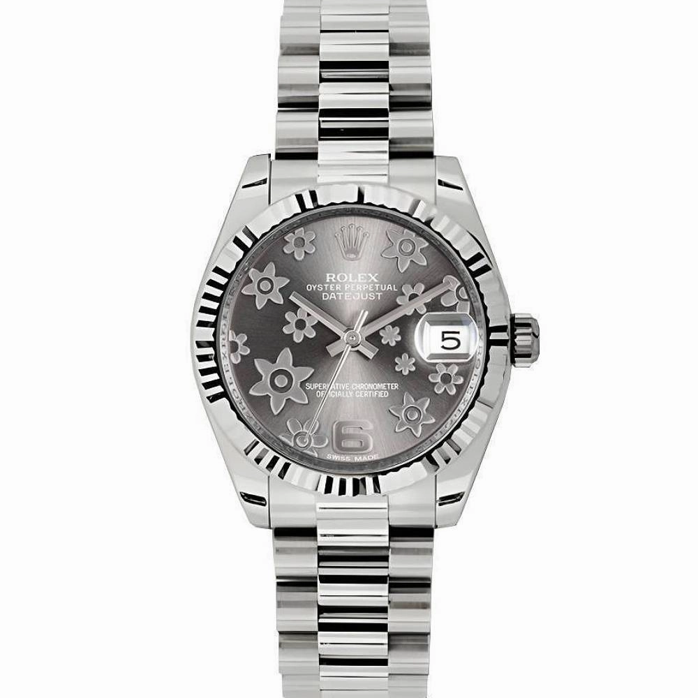 Rolex Datejust 31mm - Ref: 178279 rfp - Rhodium Grey Dial, 18K White Gold President Bracelet Women's Watch