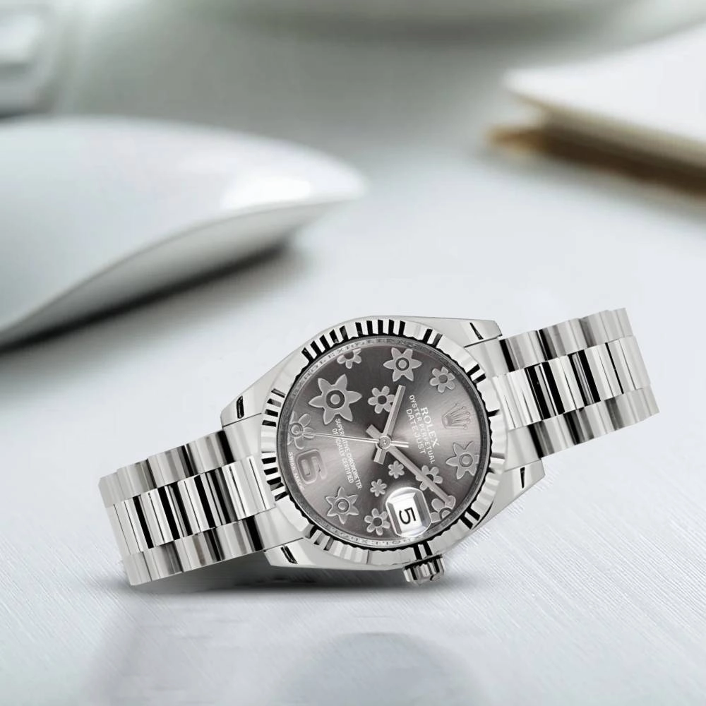 Rolex Datejust 31mm - Ref: 178279 rfp - Rhodium Grey Dial, 18K White Gold President Bracelet Women's Watch