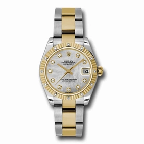 Rolex Datejust 31mm - Ref: 178313 mdo - White Mother of Pearl Diamond Dial & Diamond Bezel, Two Tone Stainless Steel & 18K Yellow Gold Oyster Bracelet Women's Watch