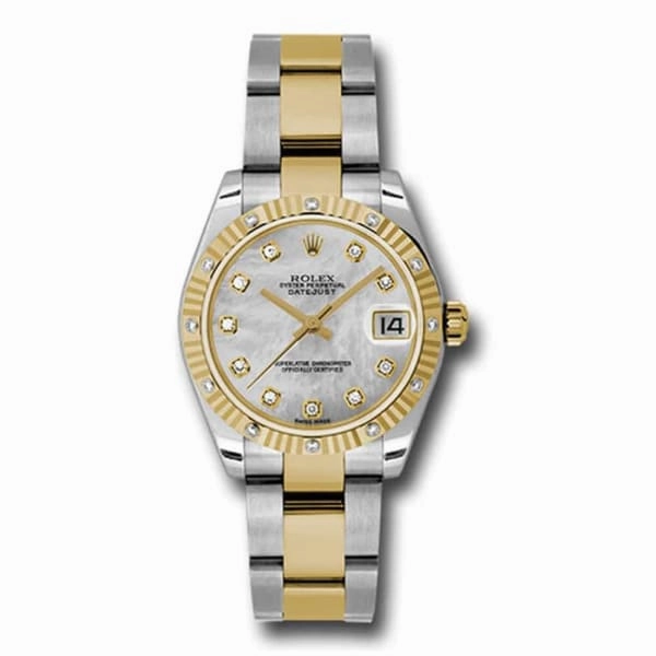 Rolex Datejust 31mm - Ref: 178313 mdo - White Mother of Pearl Diamond Dial & Diamond Bezel, Two Tone Stainless Steel & 18K Yellow Gold Oyster Bracelet Women's Watch