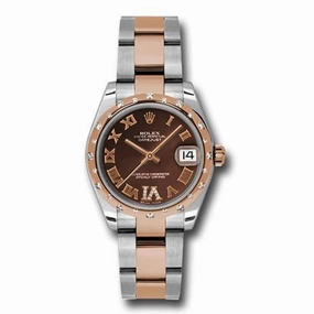 Rolex Datejust 31mm - Ref: 178341 chodro - Chocolate Roman Diamond Dial & Diamond Bezel, Two Tone Stainless Steel & 18K Rose Gold Oyster Bracelet Women's Watch