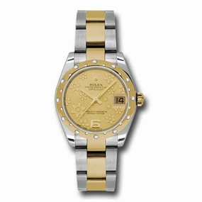 Rolex Datejust 31mm - Ref: 178343 chfo - Champagne Floral Dial & Diamond Bezel, Two Tone Stainless Steel & 18K Yellow Gold Oyster Bracelet Women's Watch