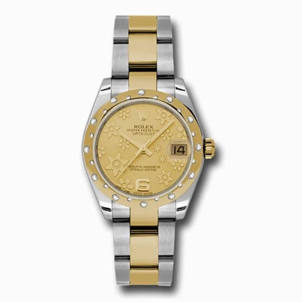Rolex Datejust 31mm - Ref: 178343 chfo - Champagne Floral Dial & Diamond Bezel, Two Tone Stainless Steel & 18K Yellow Gold Oyster Bracelet Women's Watch