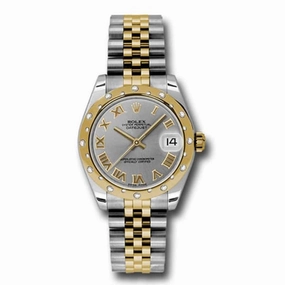 Rolex Datejust 31mm - Ref: 178343 grj - Grey Roman Dial & Diamond Bezel, Two Tone Stainless Steel & 18K Yellow Gold Jubilee Bracelet Women's Watch