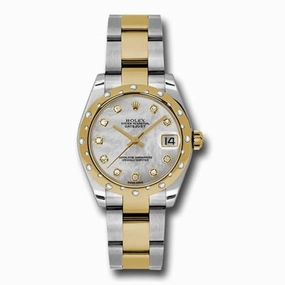 Rolex Datejust 31mm - Ref: 178343 mdo - White Mother of Pearl Diamond Dial & Diamond Bezel, Two Tone Stainless Steel & 18K Yellow Gold Oyster Bracelet Women's Watch