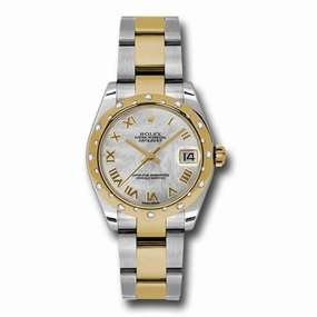 Rolex Datejust 31mm - Ref: 178343 mro - White Mother of Pearl Roman Dial & Diamond Bezel, Two Tone Stainless Steel & 18K Yellow Gold Oyster Bracelet Women's Watch