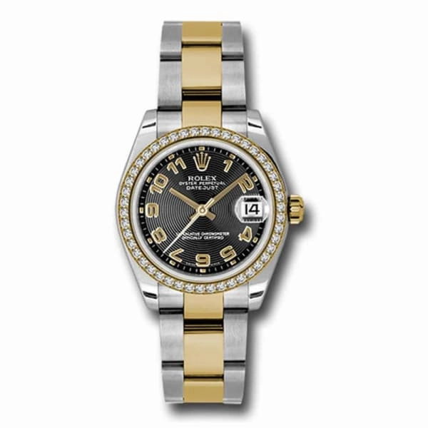 Rolex Datejust 31mm - Ref: 178383 bkcao - Black Dial & Diamond Bezel, Two Tone Stainless Steel & 18K Yellow Gold Oyster Bracelet Women's Watch