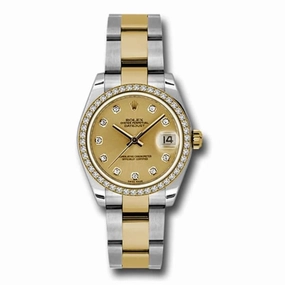 Rolex Datejust 31mm - Ref: 178383 chdo - Champagne Diamond Dial & Diamond Bezel, Two Tone Stainless Steel & 18K Yellow Gold Oyster Bracelet Women's Watch