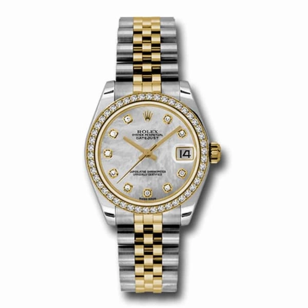 Rolex Datejust 31mm - Ref: 178383 mdj - White Mother of Pearl Diamond Dial & Diamond Bezel, Two Tone Stainless Steel & 18K Yellow Gold Jubilee Bracelet Women's Watch