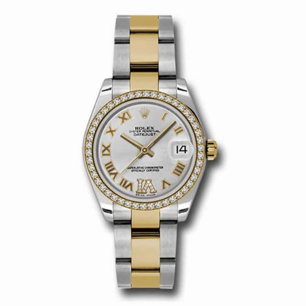 Rolex Datejust 31mm - Ref: 178383 sdro - Silver Roman Diamond Dial & Diamond Bezel, Two Tone Stainless Steel & 18K Yellow Gold Oyster Bracelet Women's Watch