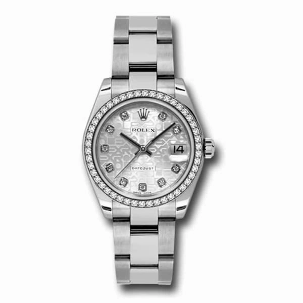 Rolex Datejust 31mm - Ref: 178384-0015 - Silver Dial & Diamond Bezel, Stainless Steel Oyster Bracelet Women's Watch