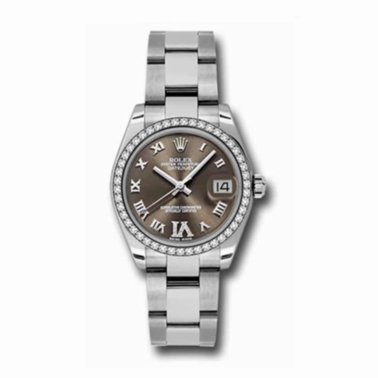 Rolex Datejust 31mm - Ref: 178384-0026 - Bronze Dial & Diamond Bezel, Stainless Steel Oyster Bracelet Women's Watch