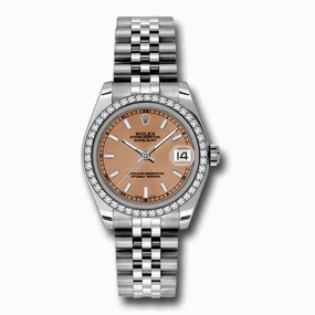 Rolex Datejust 31mm - Ref: 178384-0032 - Pink Dial & Diamond Bezel, Stainless Steel Jubilee Bracelet Women's Watch