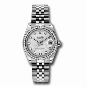 Rolex Datejust 31mm - Ref: 178384-0041 - Meteorite Silver Dial & Diamond Bezel, Stainless Steel Jubilee Bracelet Women's Watch