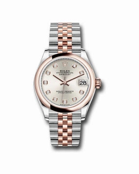 Rolex Datejust 31mm - Ref: 278241 sdj - Silver Diamond Dial, Two Tone Stainless Steel & 18K Rose Gold Jubilee Bracelet Women's Watch