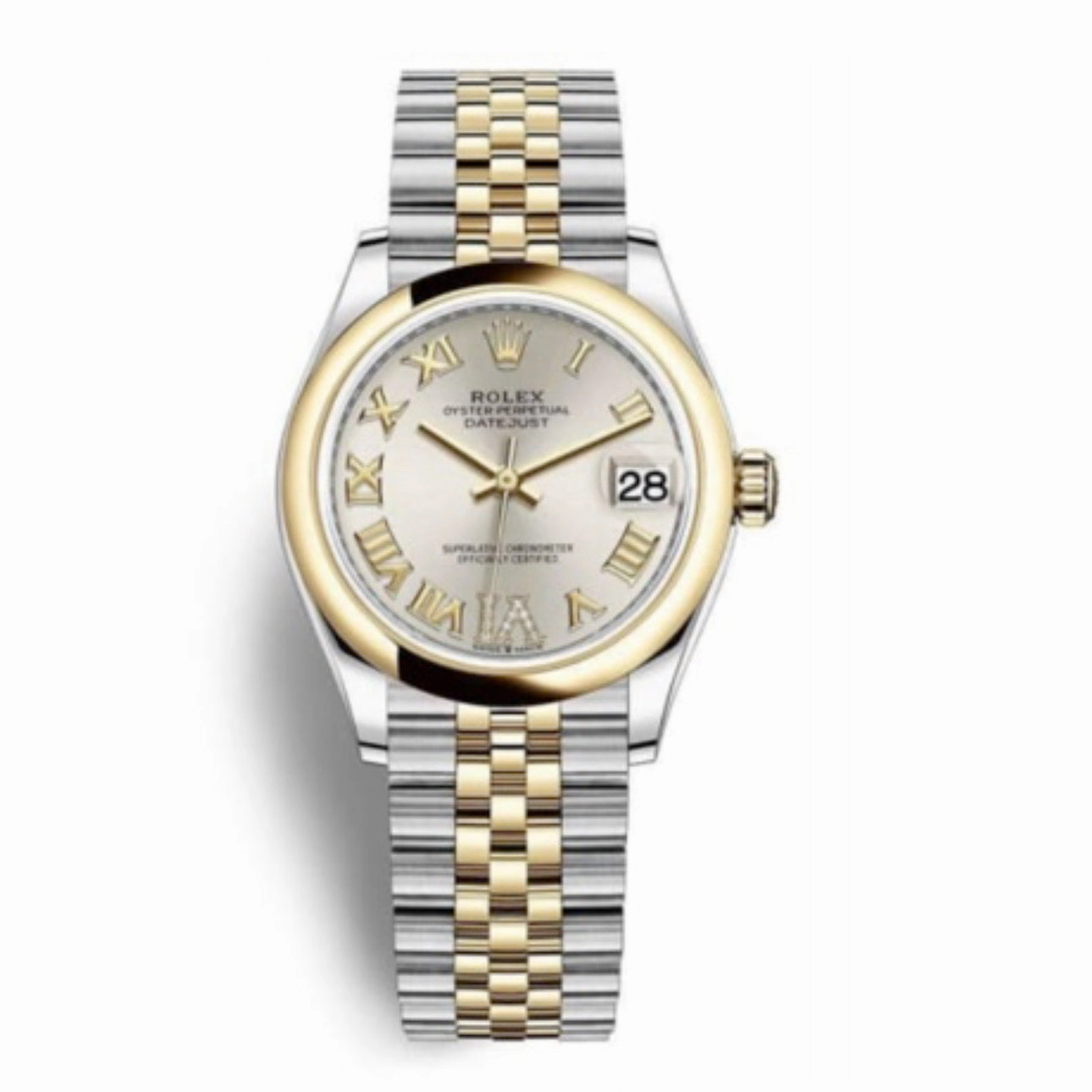 Rolex Datejust 31mm - Ref: 278243-0004 - Silver Roman Diamond Dial, Two Tone Stainless Steel & 18K Yellow Gold Jubilee Bracelet Women's Watch