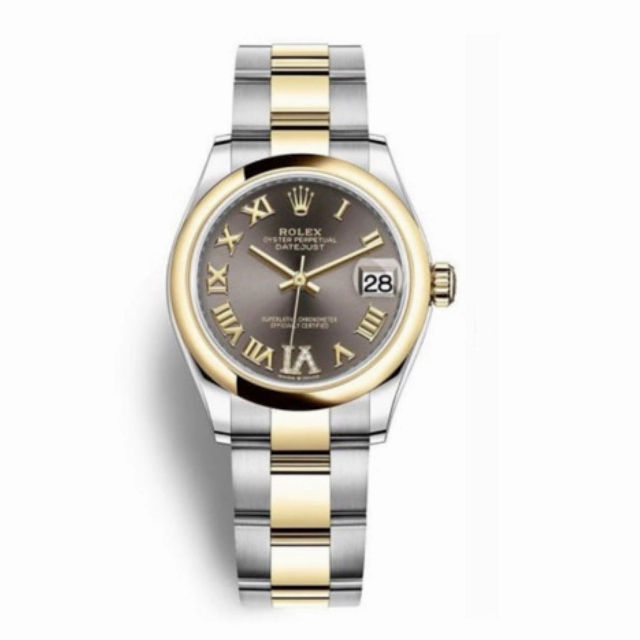 Rolex Datejust 31mm - Ref: 278243-0017 - Grey Roman Diamond Dial, Two Tone Stainless Steel & 18K Yellow Gold Oyster Bracelet Women's Watch